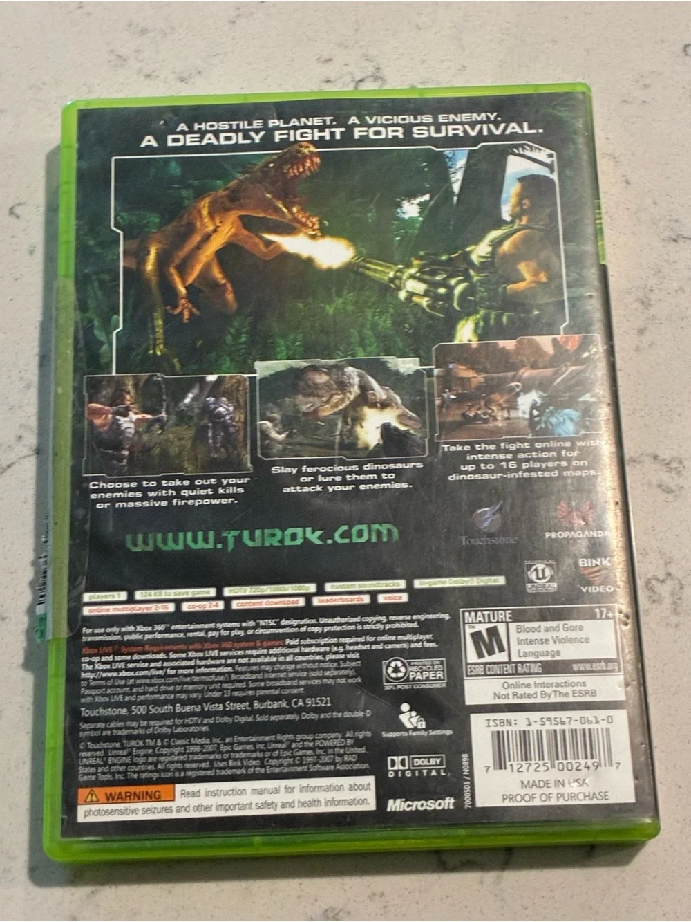 Turok (Microsoft Xbox 360, 2008) Video Game Complete w/ Manual CIB